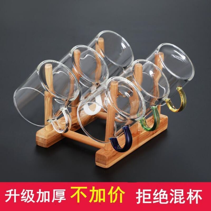 Glass Small Tea Cups, Heat-Resistant and Thickened, Household Transparent Drinking Cups, Set of 6 with Cup Holder Glass Small Tea Cups, Heat-Resistant and Thickened, Household Transparent Drinking Cups, Set of 6 with Cup Holder