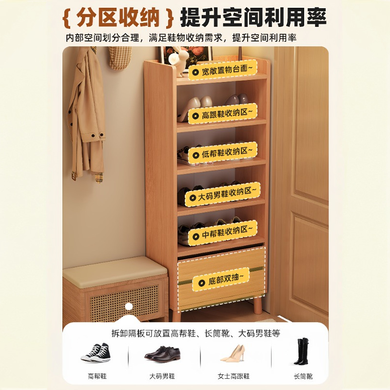 Porta de zapatos doméstica multicapa hermoso pequeño estante estrecho de alquiler simple estante interior almacenar estante de almacenamiento armario de zapatos image 3