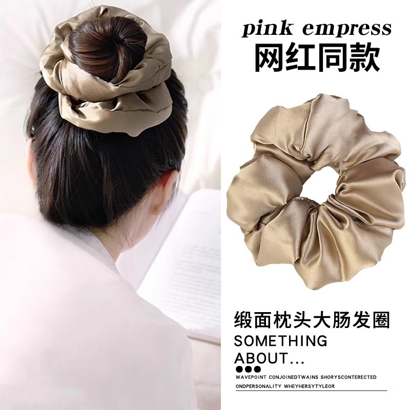 almohada de satén para dormir anillo de cabello red rojo 2025 nuevo anillo de cabello de intestino grueso cuerda de cabello para mujeres adultas bola de cabello adornos de cabello