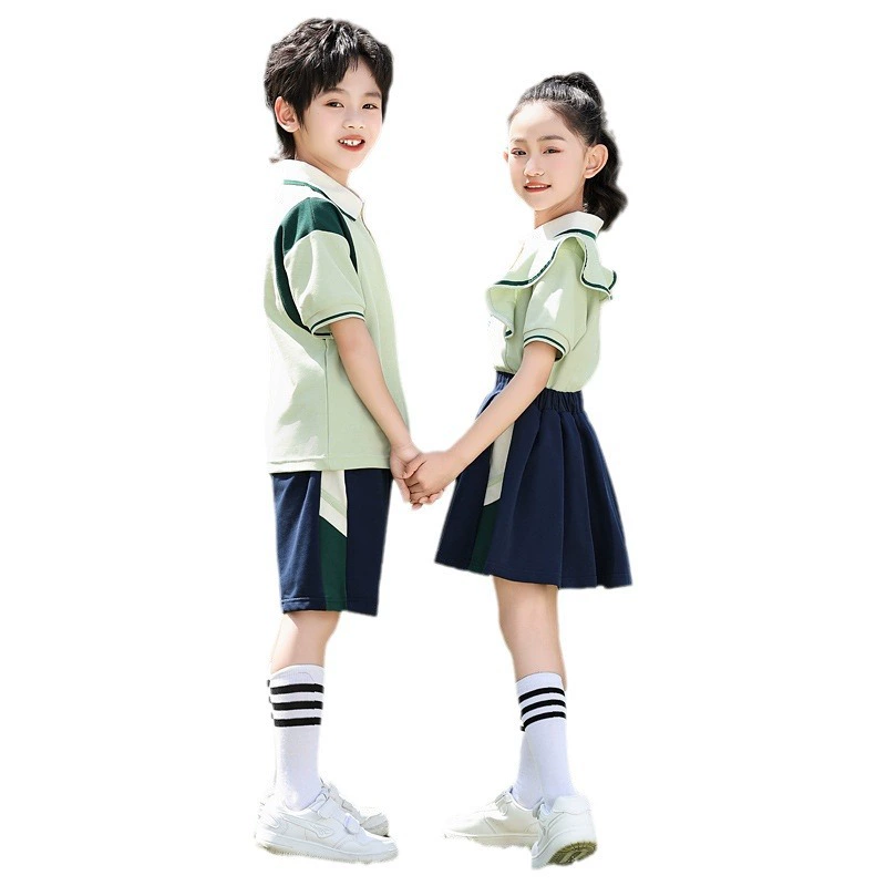 Uniform for students, summer clothing, children's sports suit, summer set for kindergarten, with short sleeve