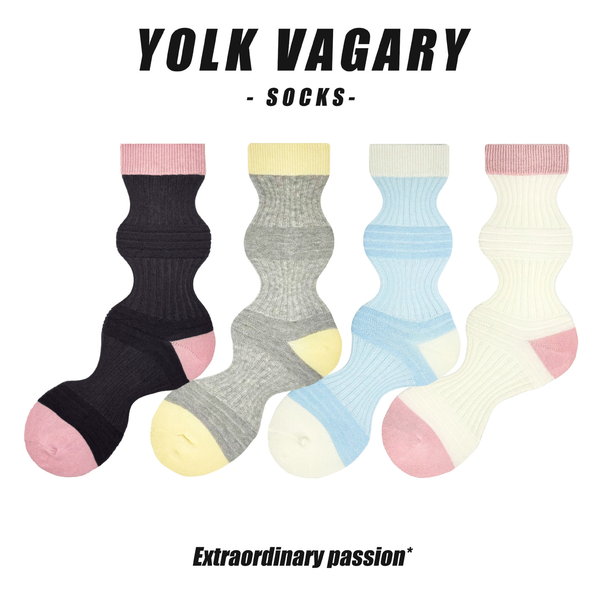 yolkvagary春夏季薄款女袜中筒猪大肠袜子灯笼袜韩小红书网红潮袜