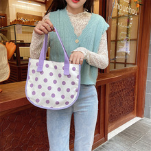 13142  波点帆布包女夏季上班小拎包简约手提袋午餐便当包妈咪包