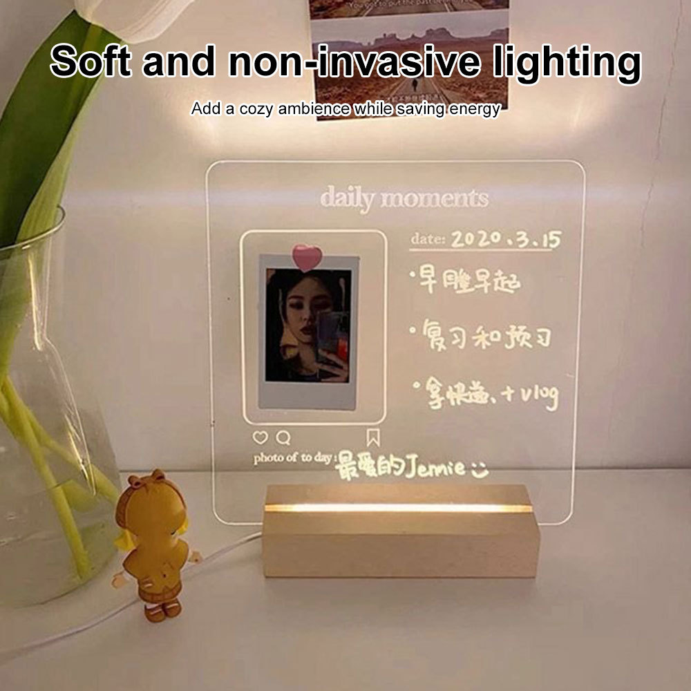New Note Message Board Led Night Light Transparent Glow Memo