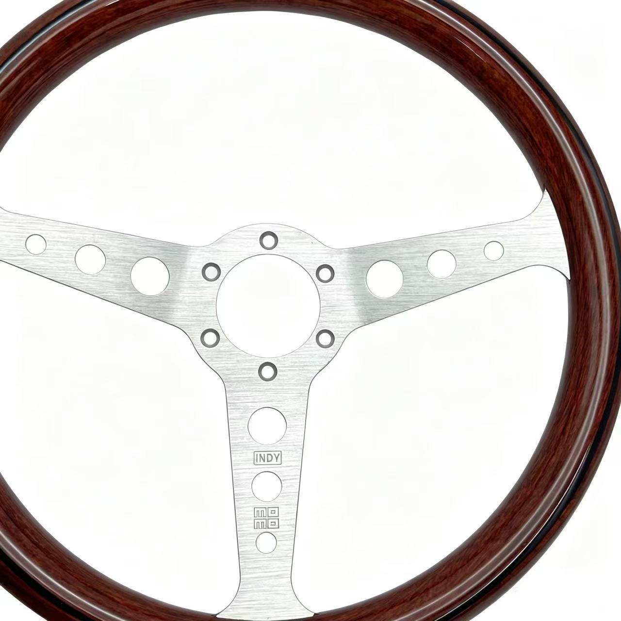 Momo Classic Retro Peach Wood Steering Wheel Modified for Competitive Racing, Universal 14inch Steering Wheel