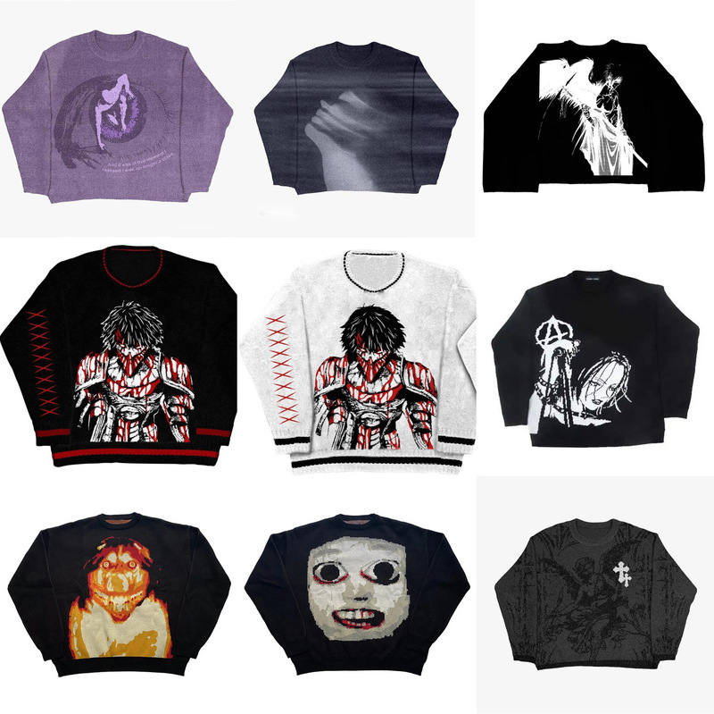 Autumn and Winter 2025 New European and American Fashion Round Neck Knitwear Pullover Jacquard Knitwear Long-Sleeved Loose High Street Knitwear Autumn and Winter 2025 New European and American Fashion Round Neck Knitwear Pullover Jacquard Knitwear Long-Sleeved Loose High Street Knitwear
