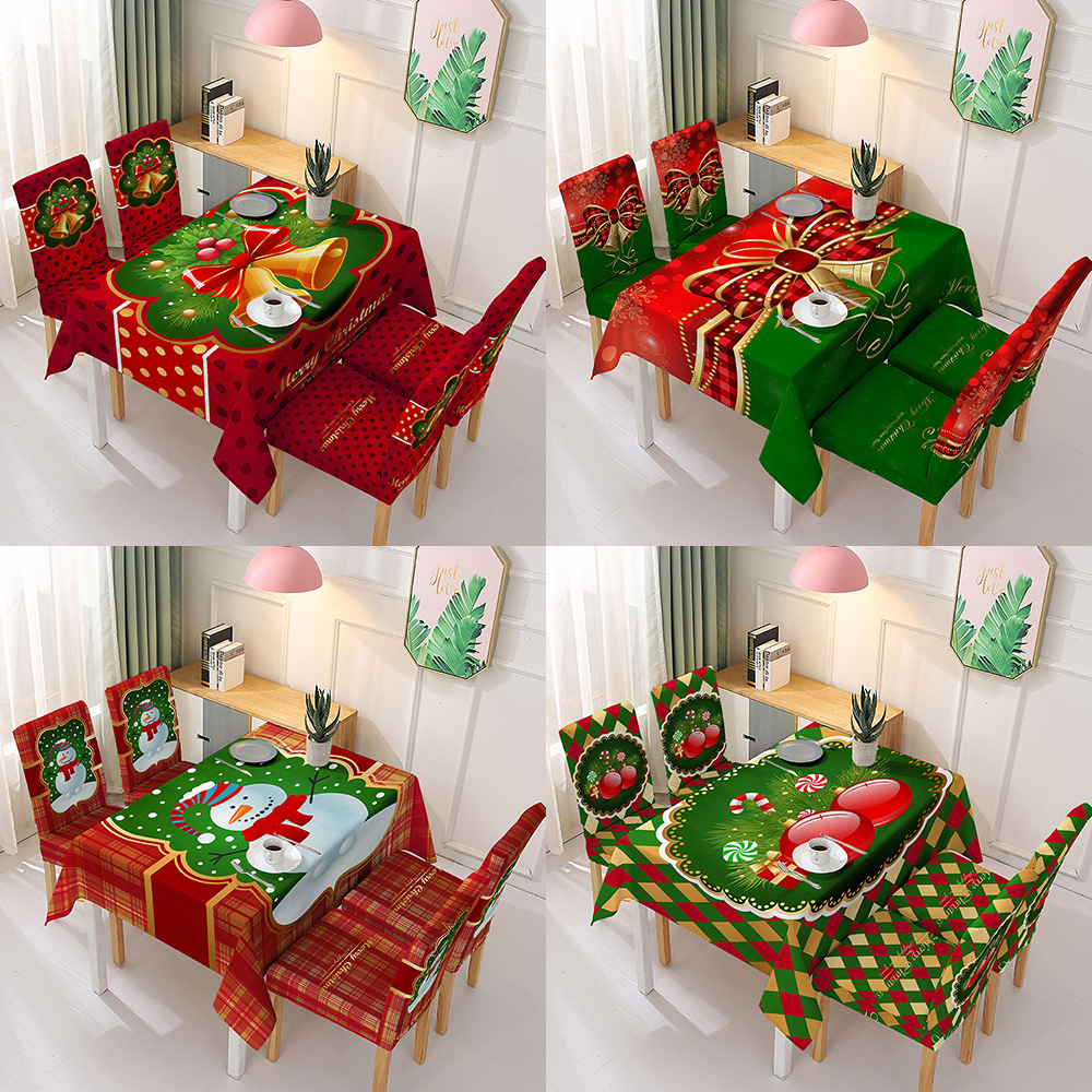 Christmas Vacation Cartoon Snowman Blended Tablecloth Chair Cover display picture 1