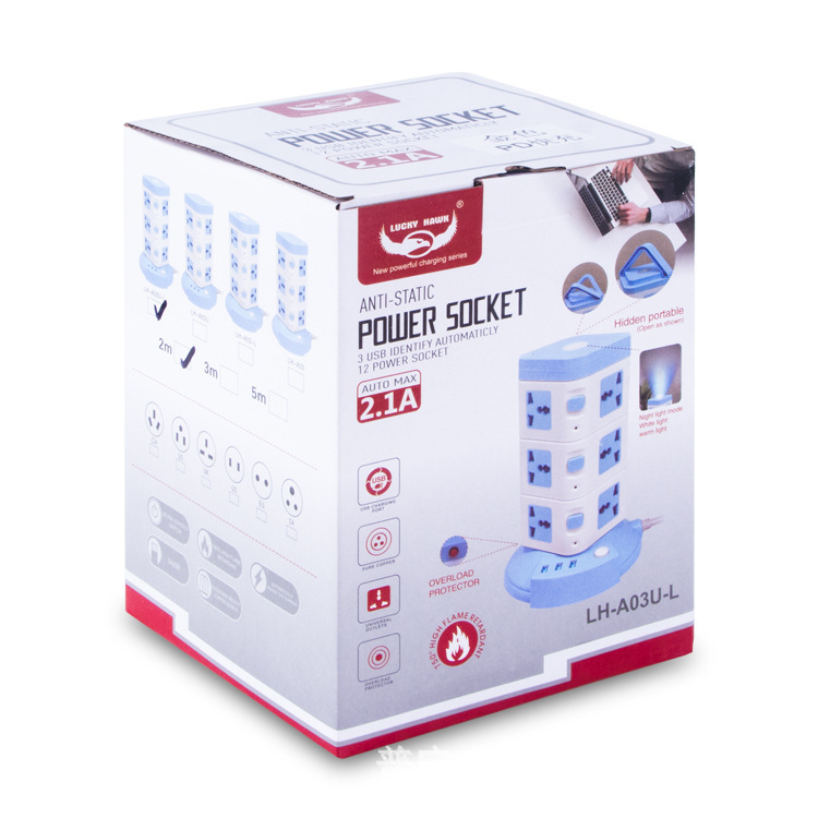 Tuhao oro de oficina portátil vertical 3 USB PD dos capas tres capas cuatro capas enchufe de torre