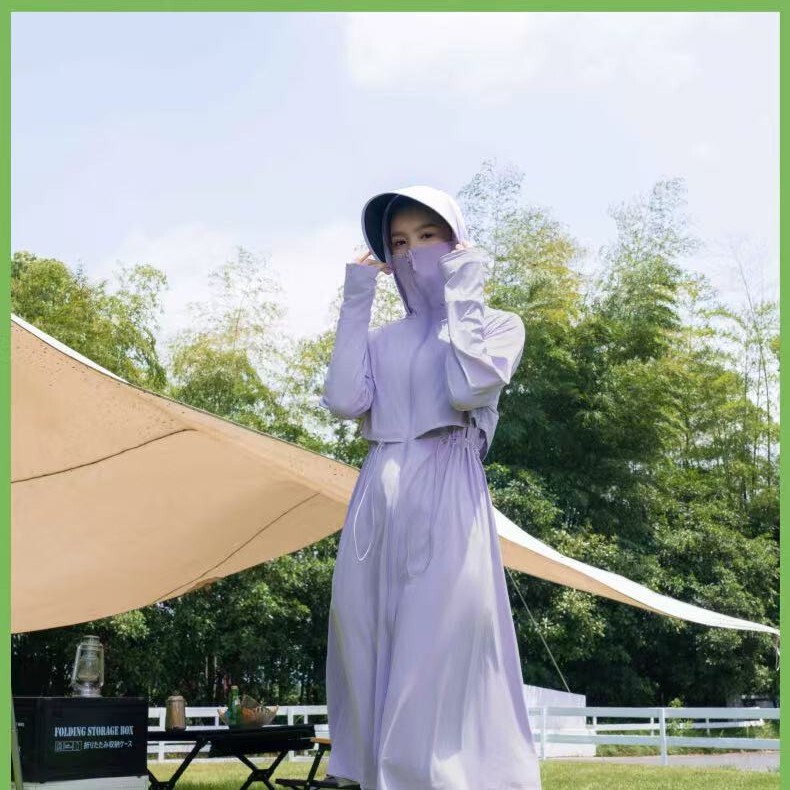 日焼け止め服女性用夏の新作全身長袖紫外線防止アイスシルク日焼け止め服屋外電動自転車ジャケット|undefined