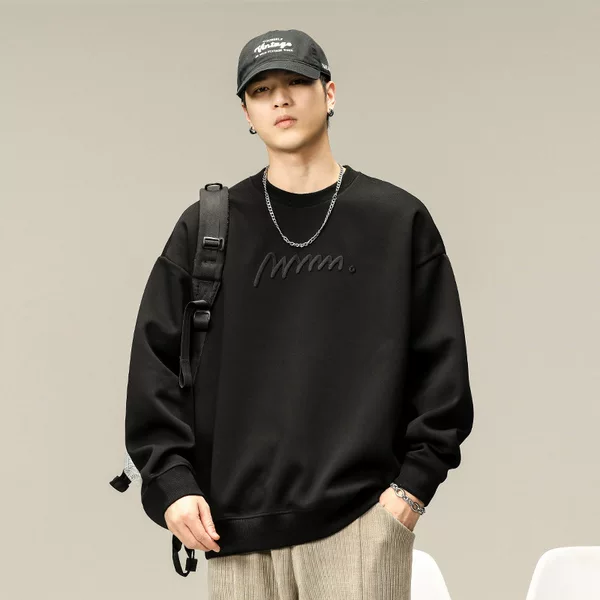 380g American Sweatshirt Men's Spring and Autum Loose Trendy Brand Large Size Round Neck Top Men's Casual Jacket Trendy Autum and Winter Style
