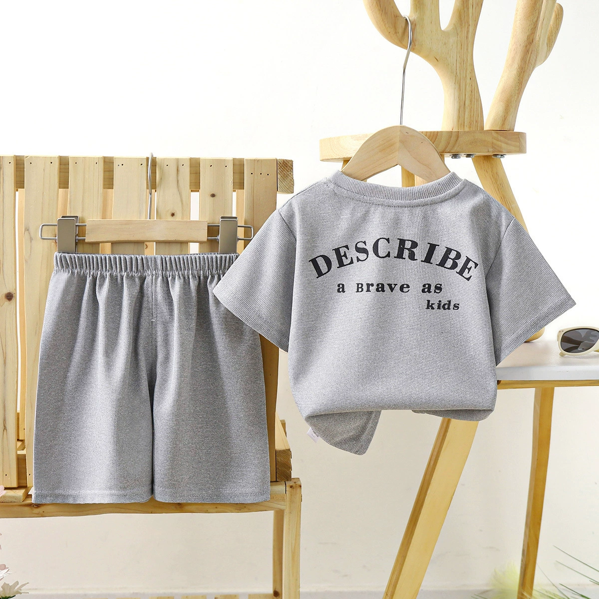 Children's Summer T-Shirt Set for Boys, Korean Style, Short Sleeve, Sizes 80–140 cm