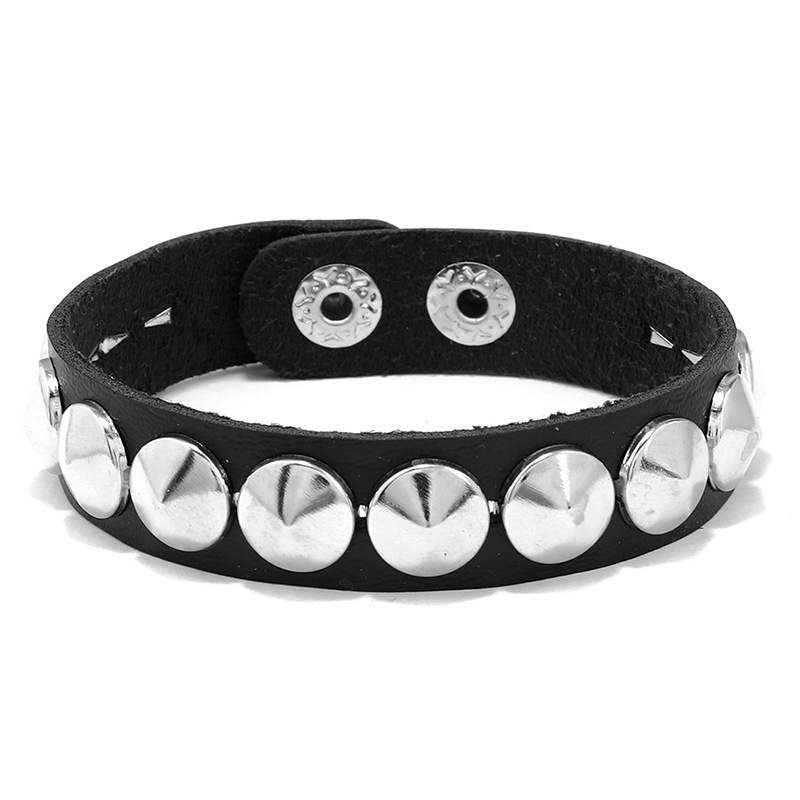 Punk Geometric Pu Leather Plating Rivet Unisex Bangle 1 Set