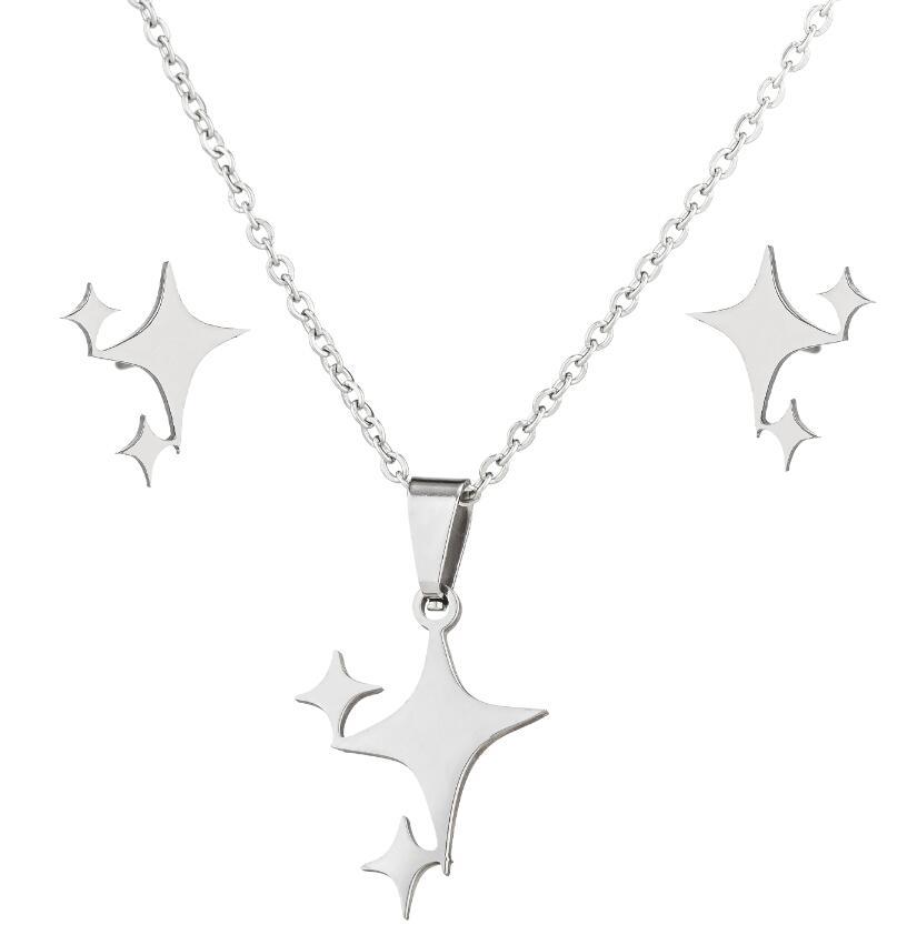 Women'S Gender PVD Coated 18K Gold Real Gold Plated Star 201 Stainless Steel Simple Style Waterproof Non Tarnish Earrings Necklace