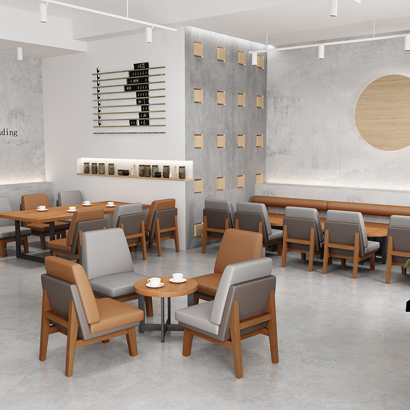 Café personalizado, leche, té, dulces, sofá, sala de estar, bar, bar, mesa y silla, combinación al por mayor
