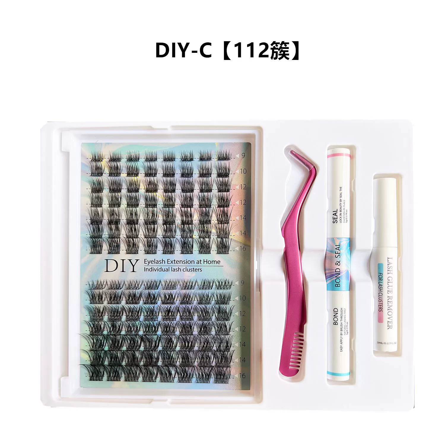 DIY набор для наращивания ресниц: плотные искусственные ресницы, европейский стиль — 40 кластеров