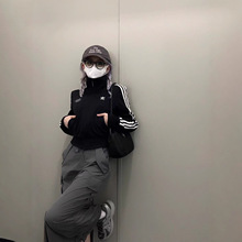 2025ad秋季jennie同款复古休闲短外套三条杠显瘦立领卫衣夹克上衣