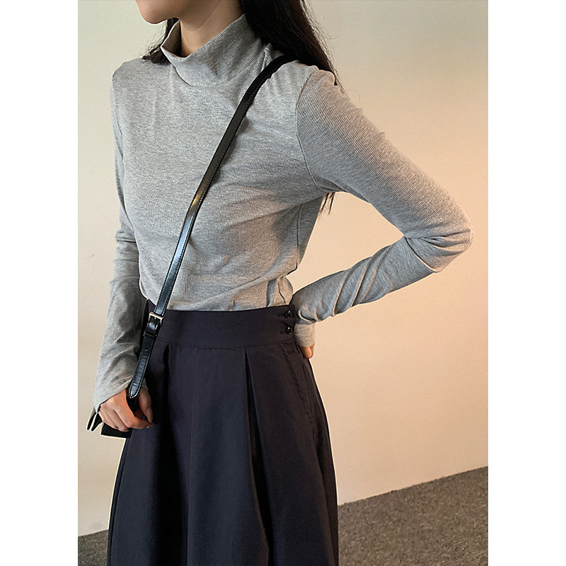 Yier's Clothing Formula 7-Color Velvet Versatile Half Turtleneck Bottoming Knitwear t Women's Pit Pattern Stacking Top Yier's Clothing Formula 7-Color Velvet Versatile Half Turtleneck Bottoming Knitwear t Women's Pit Pattern Stacking Top
