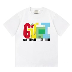 Gjia Gjiaの夏用アメリカンストリートファッションブランドプリント半袖Tシャツの正しいバージョン、男女兼用、ゆったりとした万能なカップル向けトップス