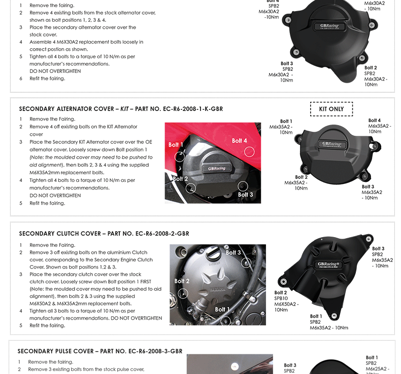Suitable for Yamaha Yzf R6 2006-2026 Engine Anti-Fall Side Cover Gbracing Engine Protection Cover
