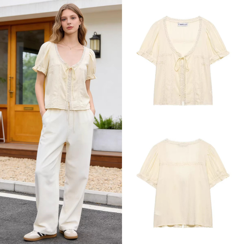 Z Brand Foreign Trade Cross-Border European and American Style Women's Clothing 2026 Spring New Fashion Embroidered Sheer Shirt Z Brand Foreign Trade Cross-Border European and American Style Women's Clothing 2026 Spring New Fashion Embroidered Sheer Shirt