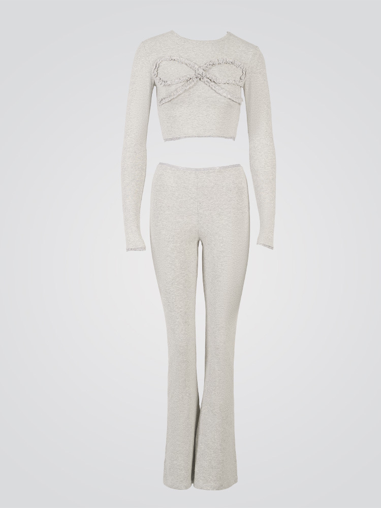 Dames set met high waist flare legging en cropped top_voghion.com