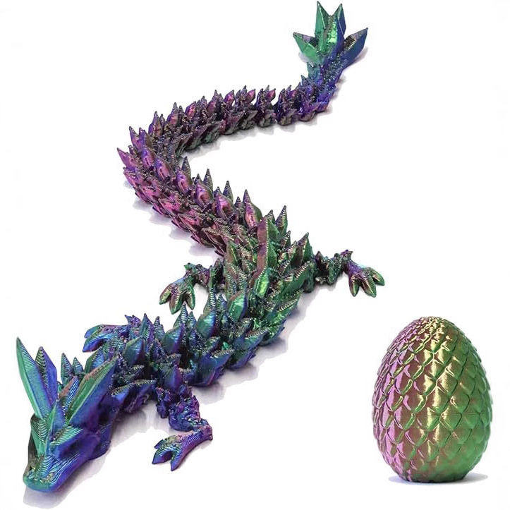 Las articulaciones de los adornos de dragón de cristal luminoso luminoso de impresión 3D pueden mover los juguetes de simulación de los estudiantes Modelo de dragón de cristal luminoso
