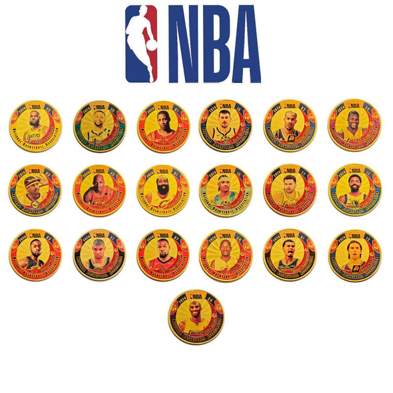Nba Star Commemorative Coins Kobe James Jordan 75Th Basketball Merchandise Gift Metal Die-Cast Coin Gift