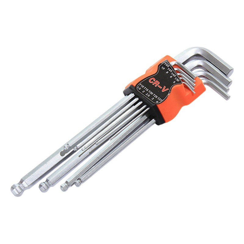 Mate llave hexagonal 9 unidades traje de cabeza de bola plana hexagonal herramientas de hardware Plum Blossom llave hexagonal