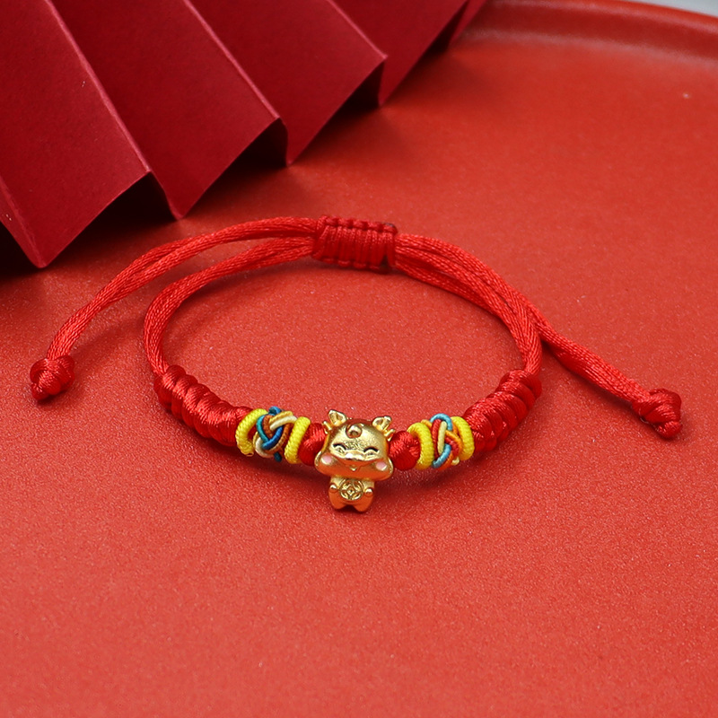 Dragon año Zodiaco año dragón rojo cuerda pulsera doce Zodiaco dragón pareja suerte cuentas pulsera tejida a mano