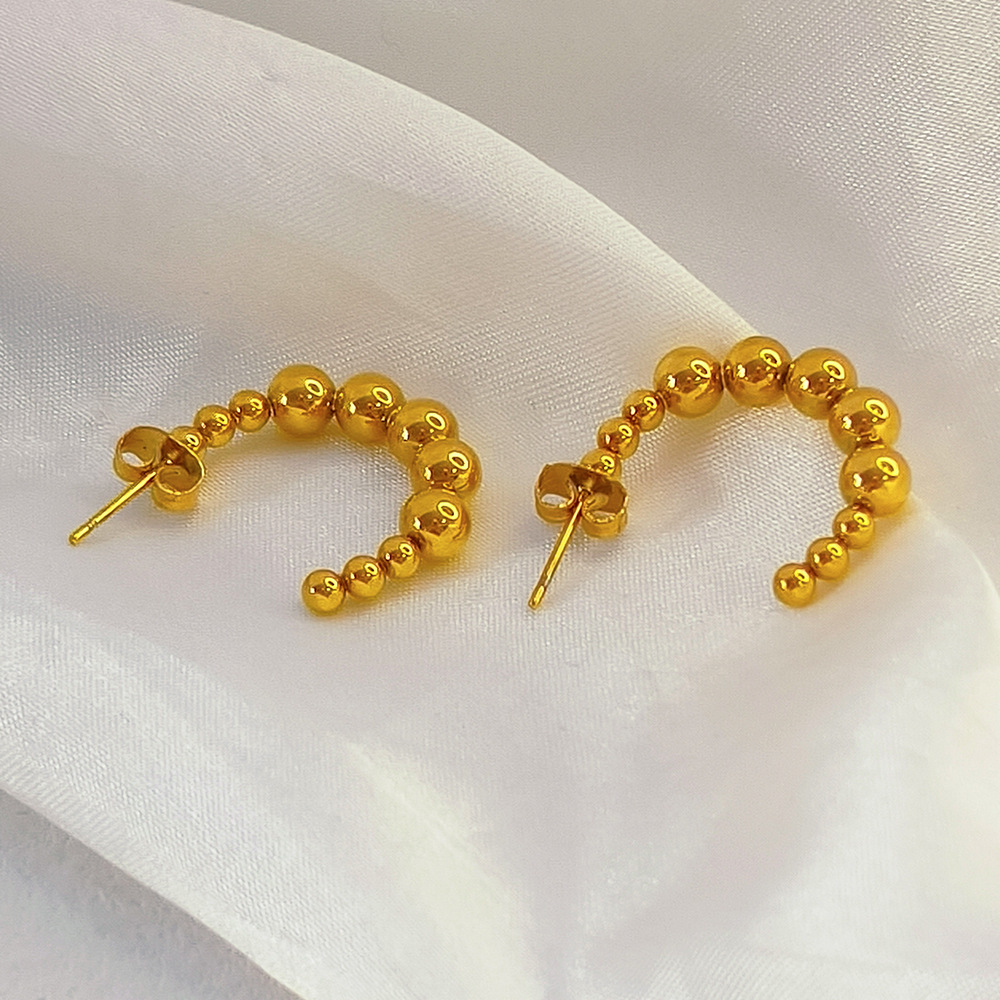 Women'S Gender 1 Pair Simple Style C Shape Plating Stainless Steel 18k Gold Plated Ear Studs