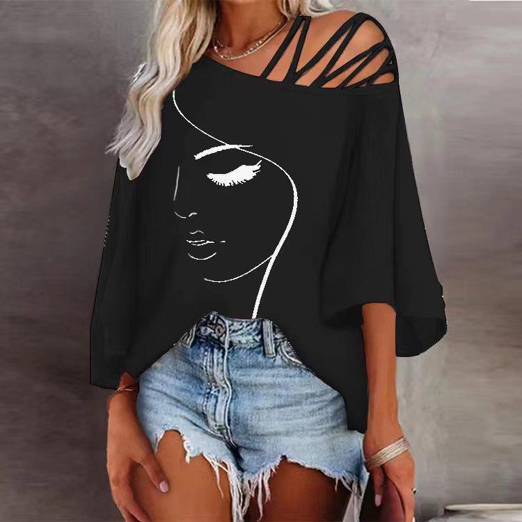 Women's T-shirt Half Sleeve T-shirts Printing Casual Human Face display picture 4