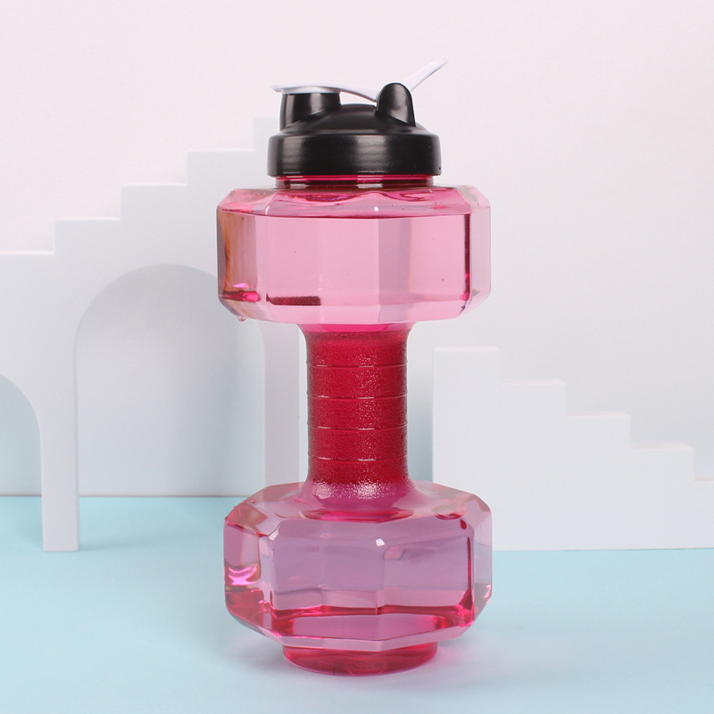 ダンベル型フィットネスアウトドア携帯ウォーターボトル プラスチック製2.6L スポーツスペースボトル 直飲みハンドル付き蓋付きカップ ダンベル型ウォーターボトル|undefined