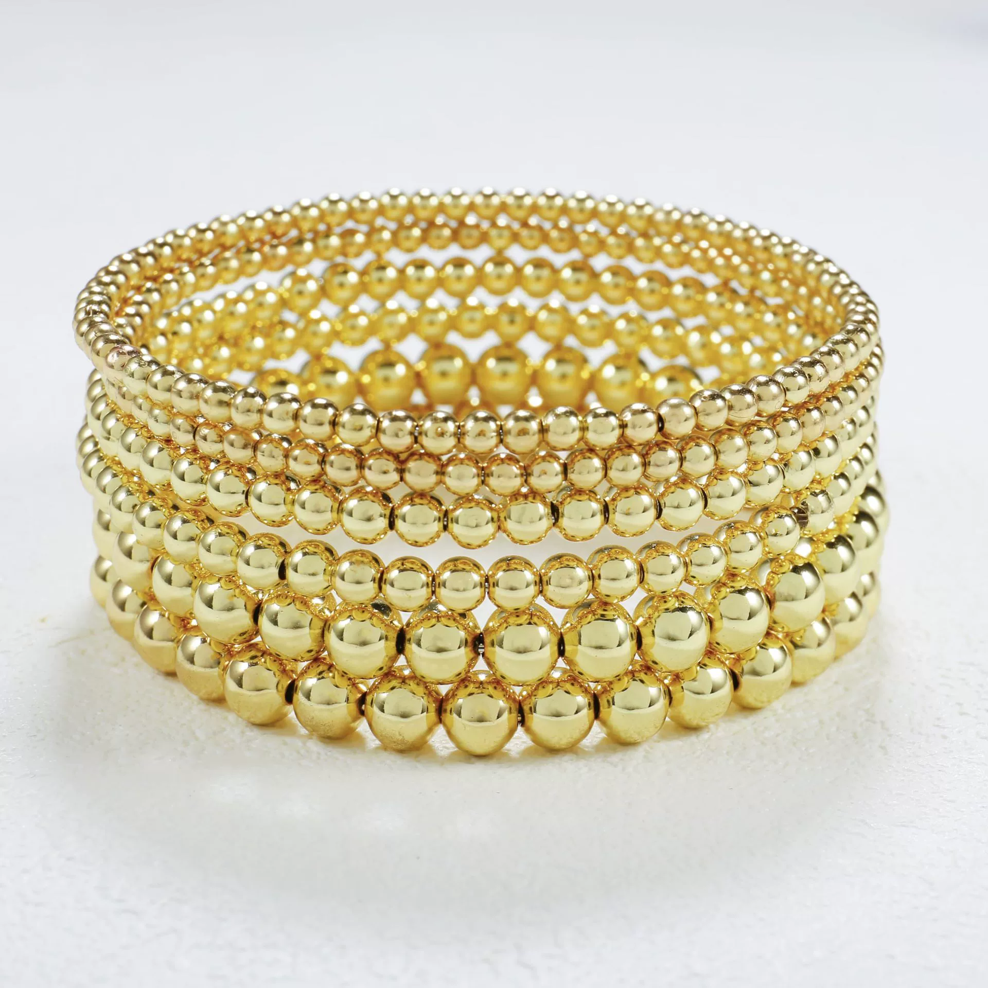 Европейская и американская трансграничная нержавеющая сталь эластичный браслет из бисера женский мода минималистский 18-каратный золотой стальной шарик высокого уровня