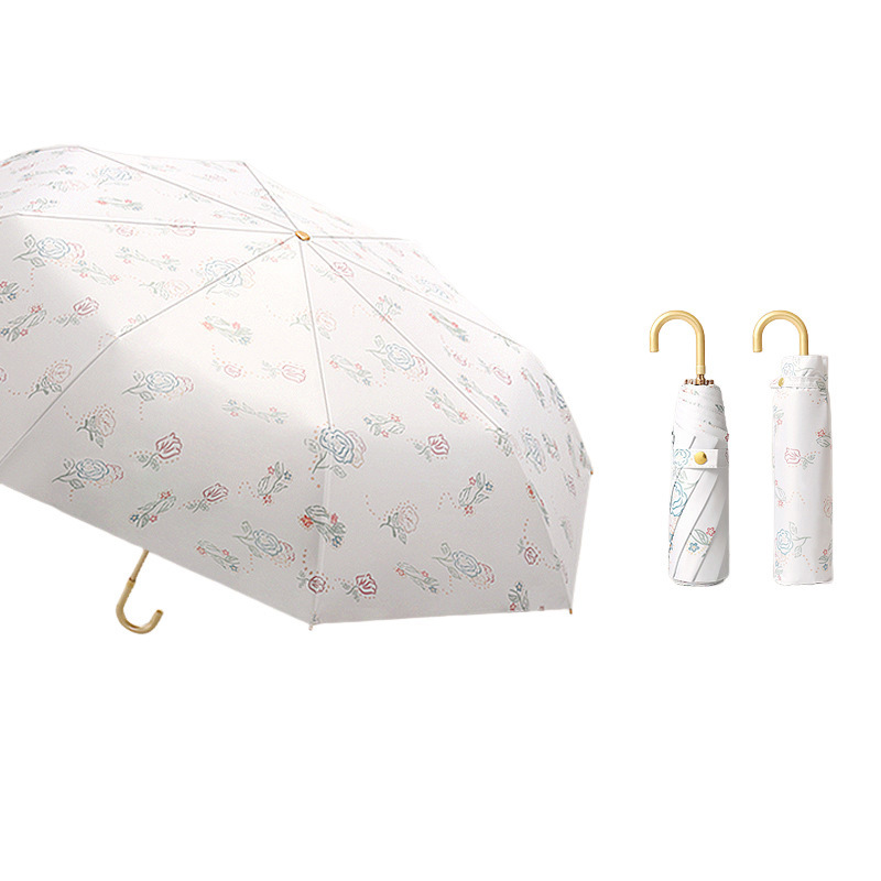 小金伞弯钩晴雨两用遮阳伞防晒防紫外线太阳伞便携高颜值|undefined