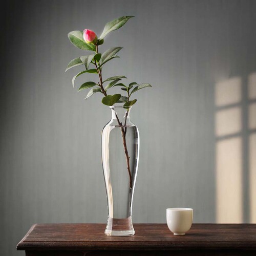 Blown glass vase transparent flower arrangement hydroponic flower device home dining table living room new Chinese Zen water culture Guanyin vase