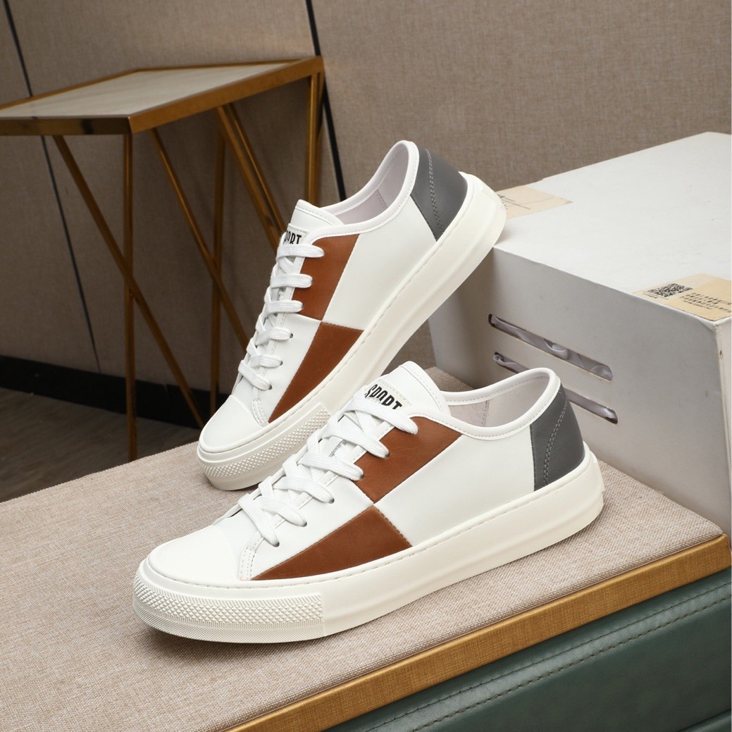 Sneakers uomo di lusso in vera pelle bianca scarpe casual_voghion.com