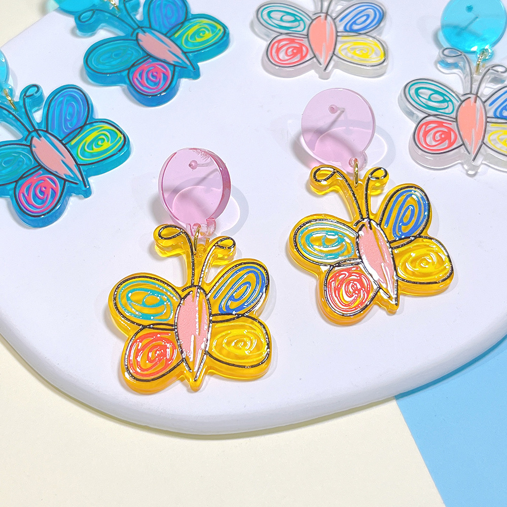 1 Pair Fashion Butterfly Arylic Epoxy Women's Drop Earrings display picture 2