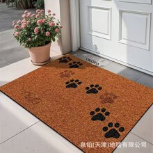 temu泉铂PVC丝圈方形萌趣动物印花地垫玄关入户门吸水地垫美式