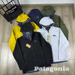 跨境巴塔pata 秋季户外山系连帽软壳薄绒纯色连帽夹克外套情侣款