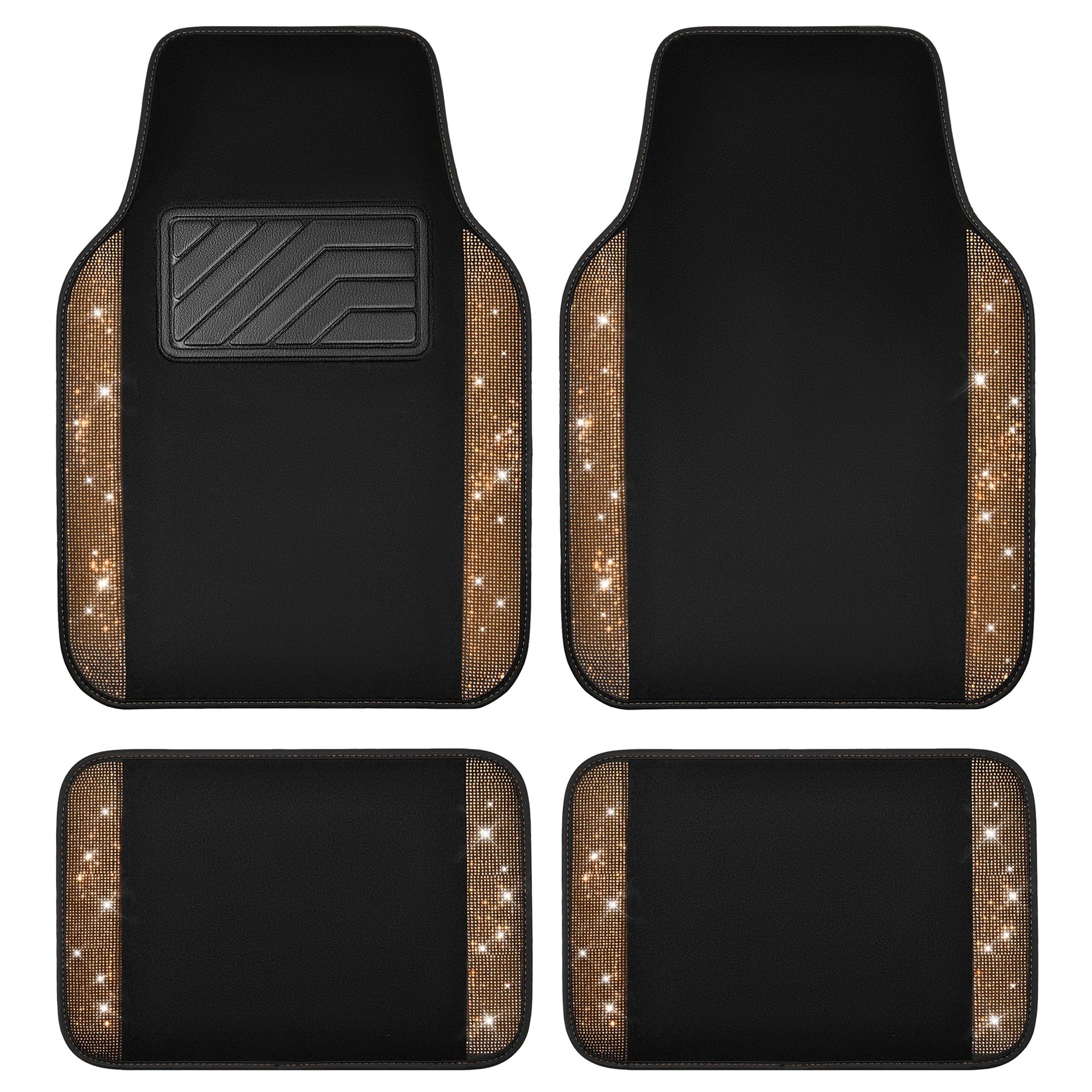 Cross-border universal car floor mats, velvet with sparkling rhinestones, full crystal anti-slip PVC car interior floor mats