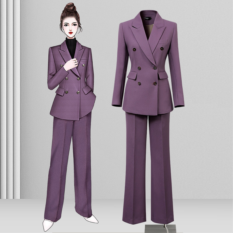 Elegant women's suit set for spring and autumn, casual and fashionable, goddess style, suitable for commuting and professional wear, with wide-leg pants and formal blazer Elegant women's suit set for spring and autumn, casual and fashionable, goddess style, suitable for commuting and professional wear, with wide-leg pants and formal blazer