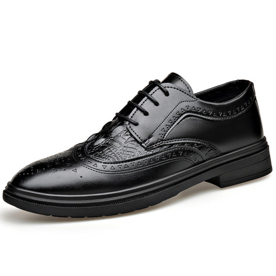 Spring New Leather Shoes Men's Classy Business Casual Shoes Formal Wear Youth Carved Brogue Trendy Breathable Men's Shoes Soft Leather