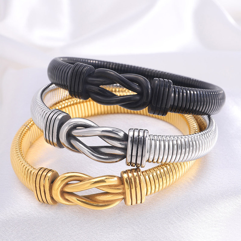 Nuevo pulsera elástica de acero inoxidable para hombres Oh cadena de garganta punk titanio pulsera de acero forjado retro 8 pulsera de botón