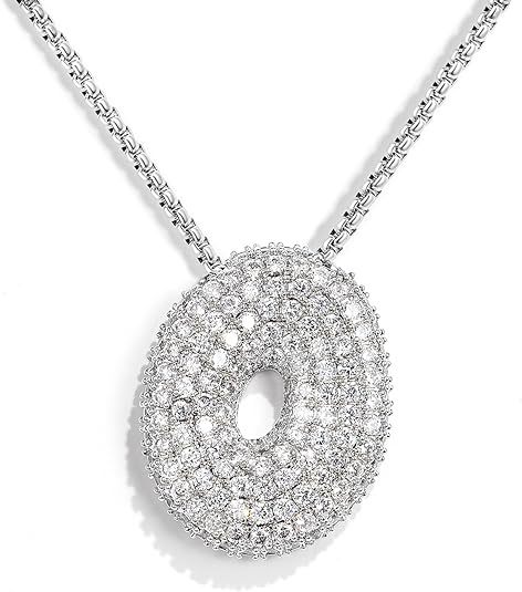 Venta caliente transfronteriza globo plateado gordito 26 letras inglesas collar colgante cobre chapado en oro real con incrustaciones de circón