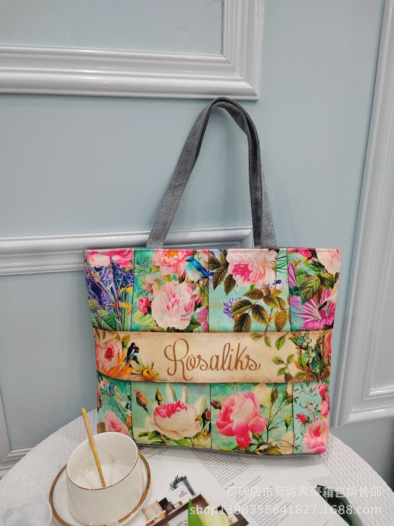 Bolsa de lona de gran capacidad para mujeres 2023 de alta temperatura de transferencia de calor bolsa de hombro de flores bolsa de lona bolsa de mujer bolsa de momia portátil