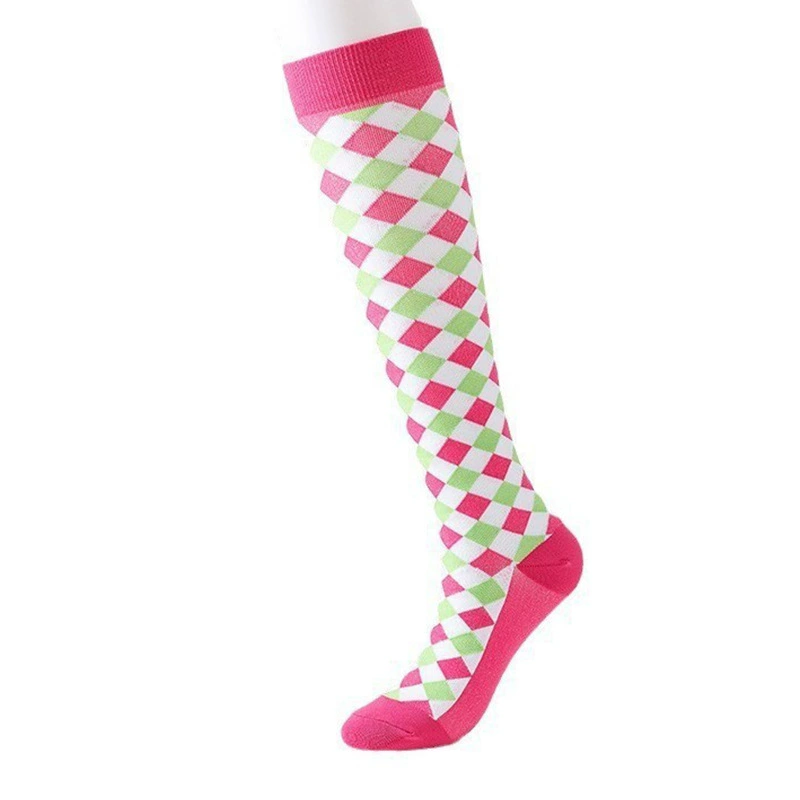 Compression Running Socks, Unisex Jacquard Knee-High Socks, Multiple Patterns, S/M & L/XL