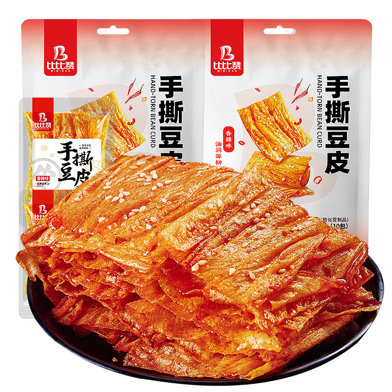 Bibi Zan Hand-Torn Bean Skin Spicy Strips Tofu Snacks Spicy Slices Internet Famous Spicy Childhood Snacks Leisure Food