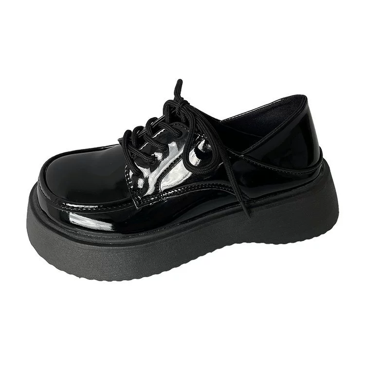 Клар platform high-top leather shoes, English/British style, 2023 collection, platform sole