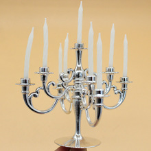 批发欧式复古烛台蜡烛浪漫派对烘焙装饰创意银色烛台生日蛋糕摆件