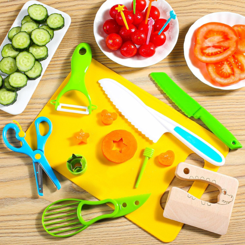 新品子供用フルーツナイフツールセットはさみまな板果物野菜マッシュポテトカットプラスチック子供用安全ナイフ|undefined
