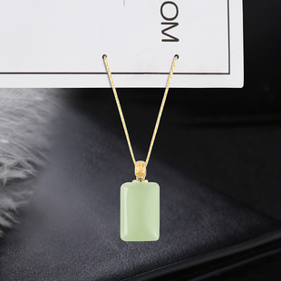 Hetian Jade Necklace 2025 New Popular Style No Matter Brand Clavicle Chain Women's High-End Sterling Silver Jade Pendant Accessible Luxury Niche